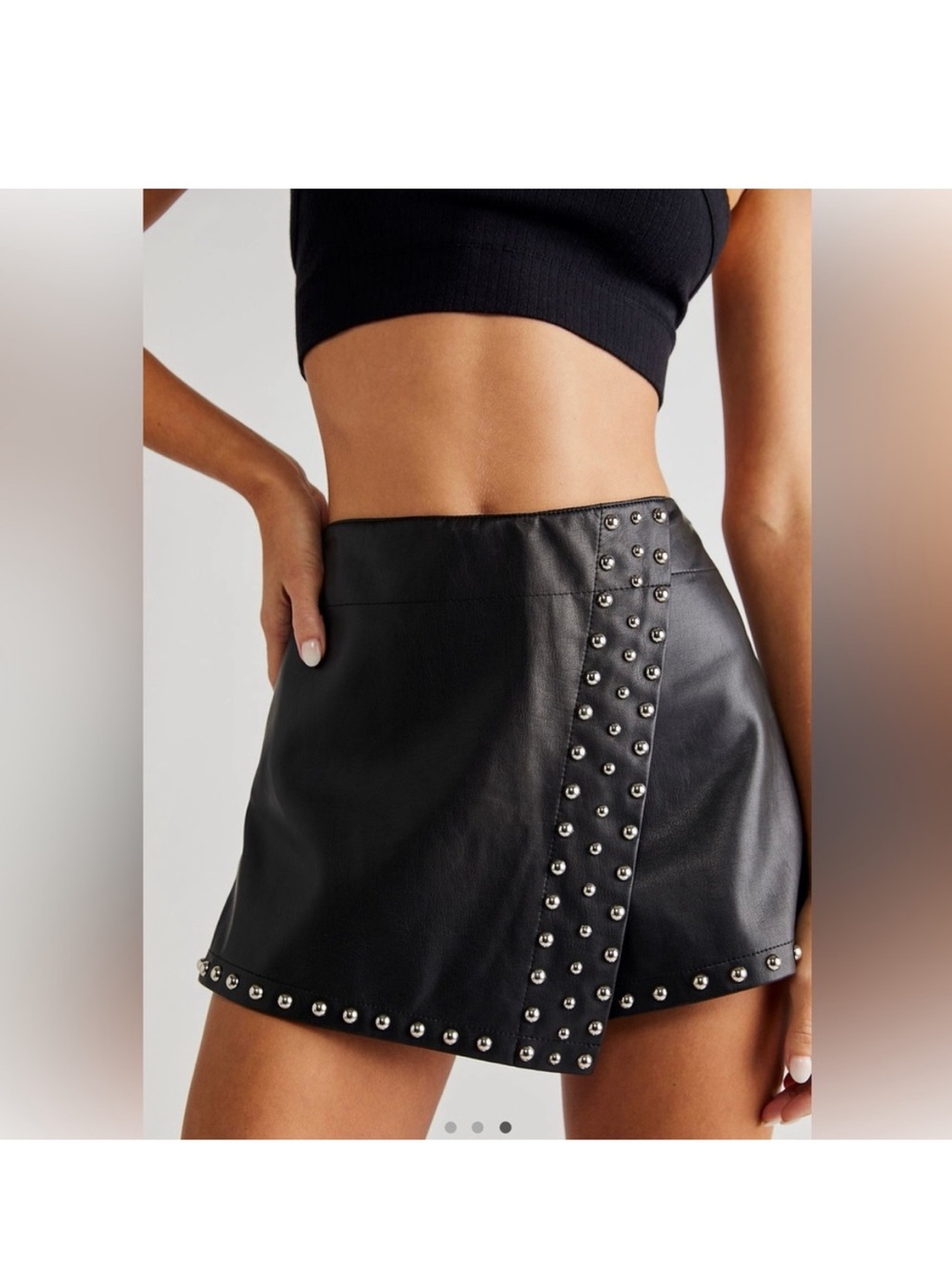 Free People Emmy Studded Vegan Leather Skort